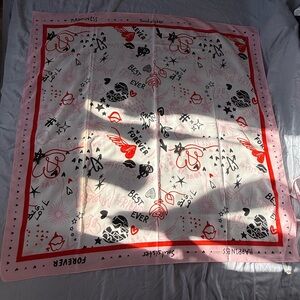 Playful Pink & White Graphic Bandana Scarf